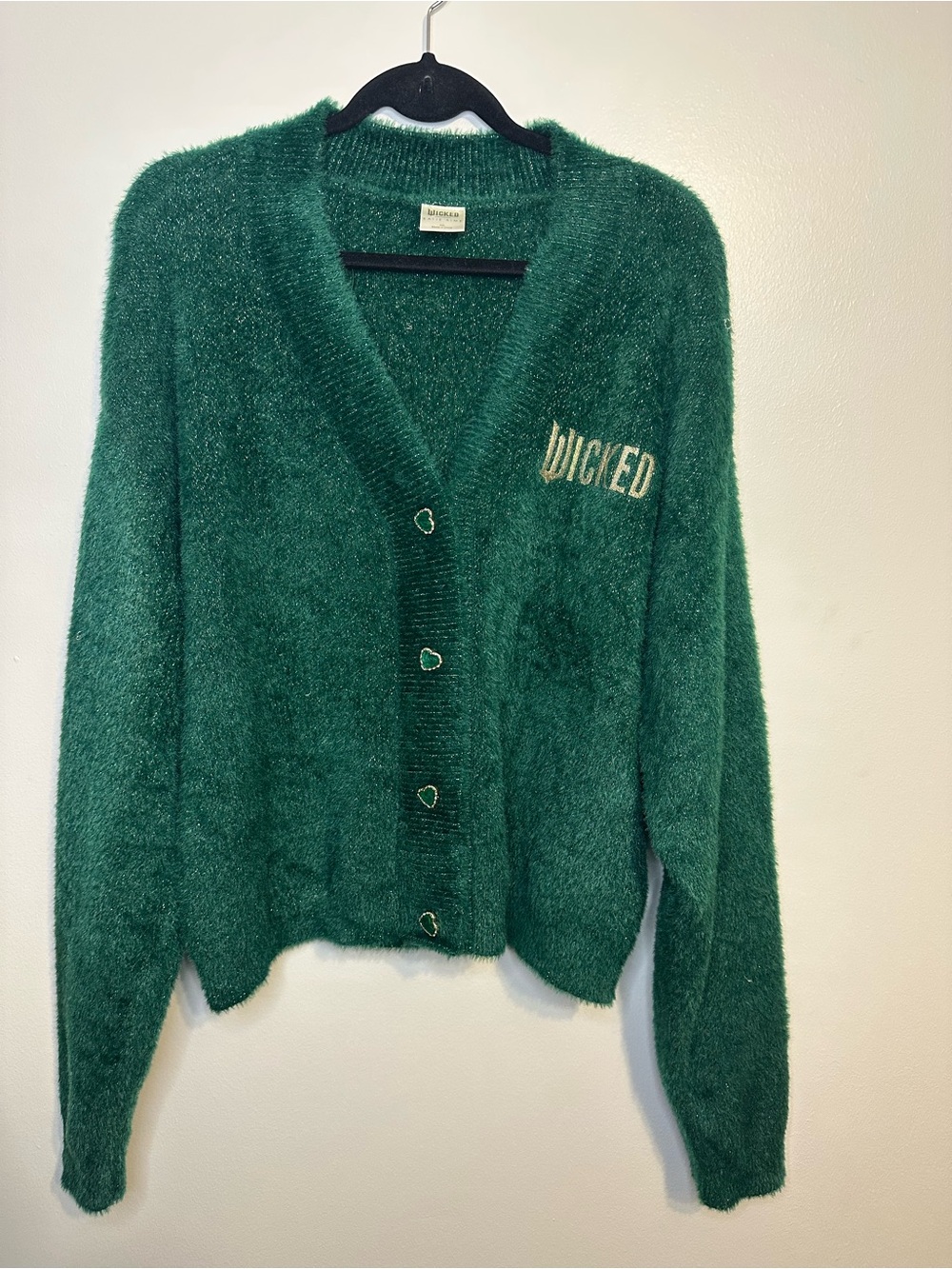 Wicked X Katie Kime Women's Cardigan Emerald Green, size XXL